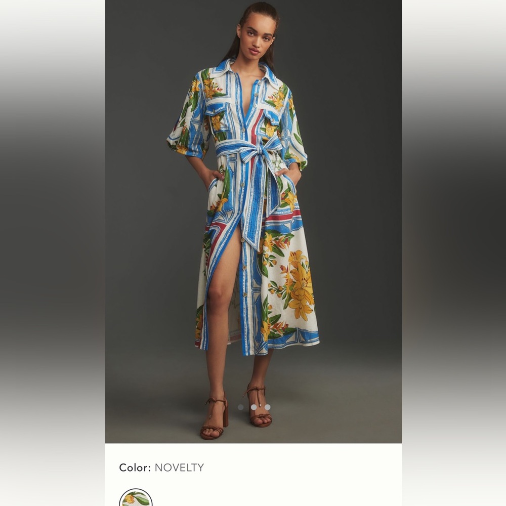 Farm Rio Tropical Destination Tie Midi Dress